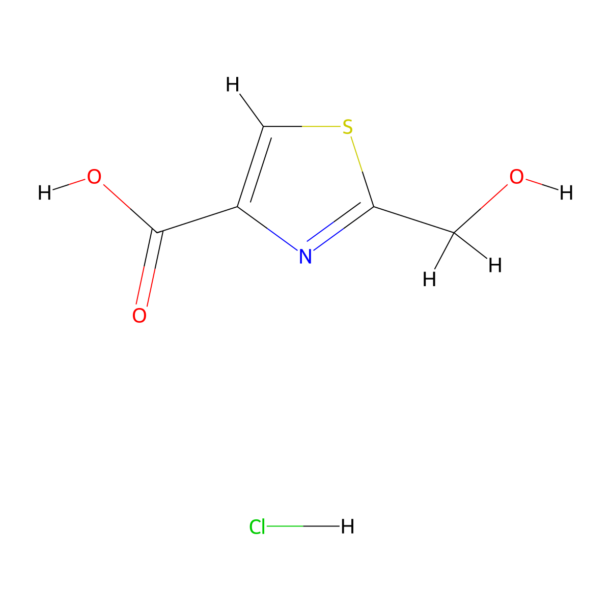 2-(Hydroxymethyl)-1,3-thiazole-4-carboxylic acid hydrochloride molecular structure, CAS 1909336-95-3
