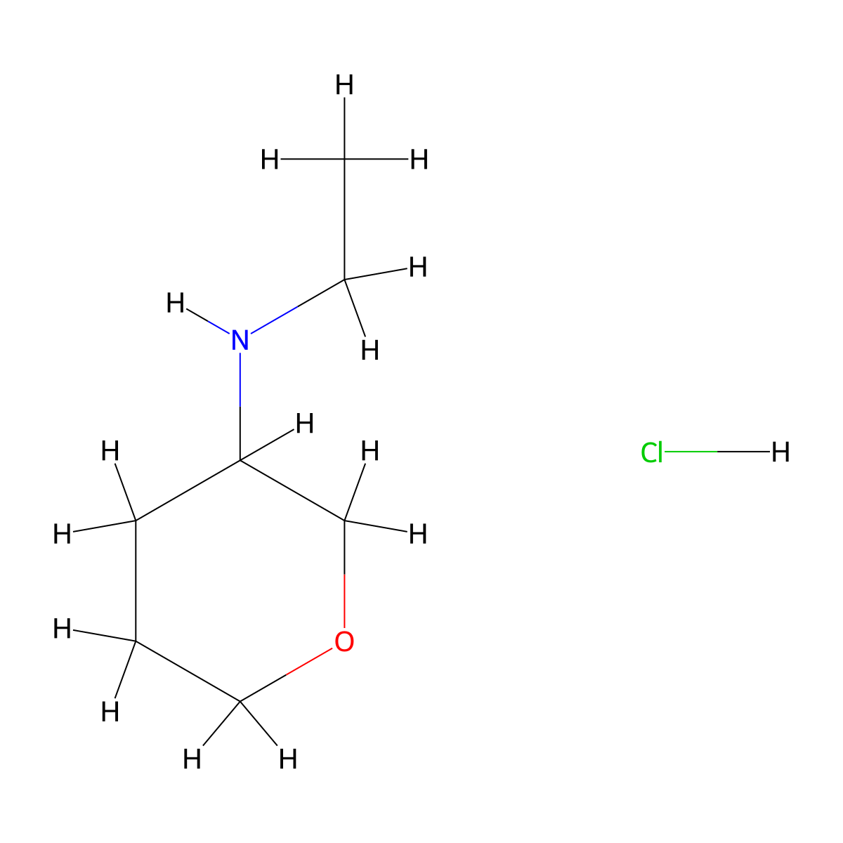N-ethyloxan-3-amine hydrochloride molecular structure, CAS 1909336-99-7