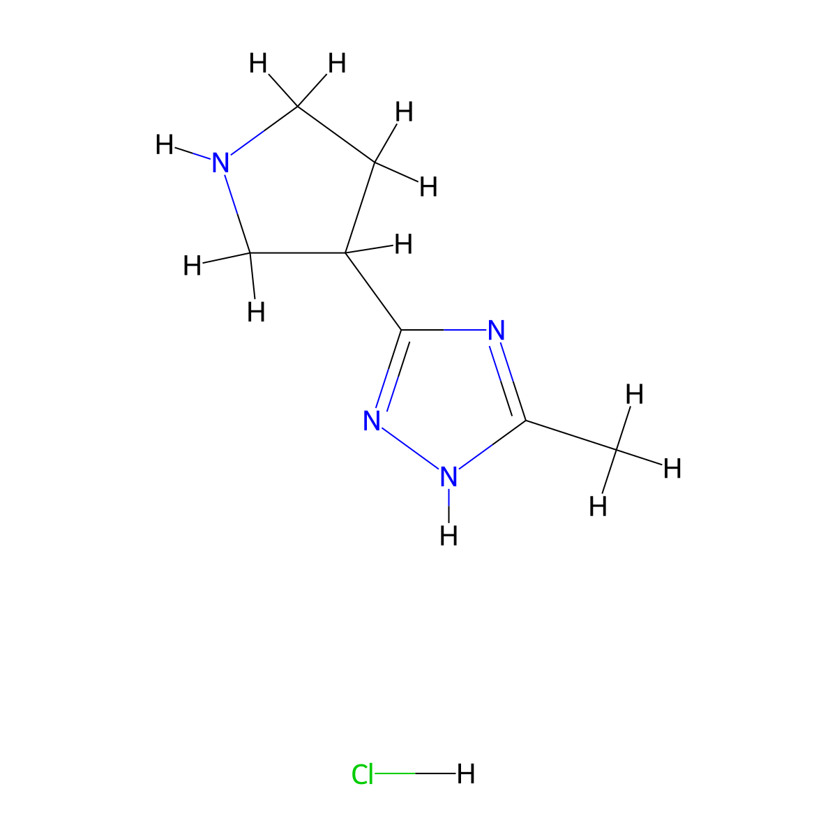 5-methyl-3-(pyrrolidin-3-yl)-1H-1,2,4-triazole hydrochloride molecular structure, CAS 1909337-02-5