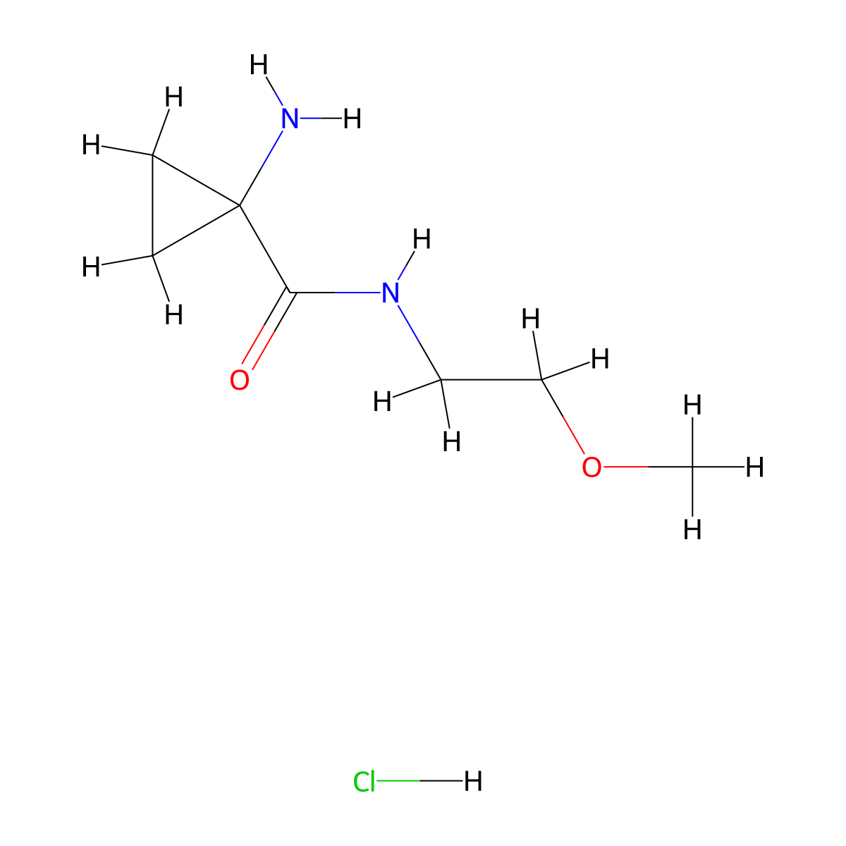 1-amino-N-(2-methoxyethyl)cyclopropane-1-carboxamide hydrochloride molecular structure, CAS 1909337-10-5