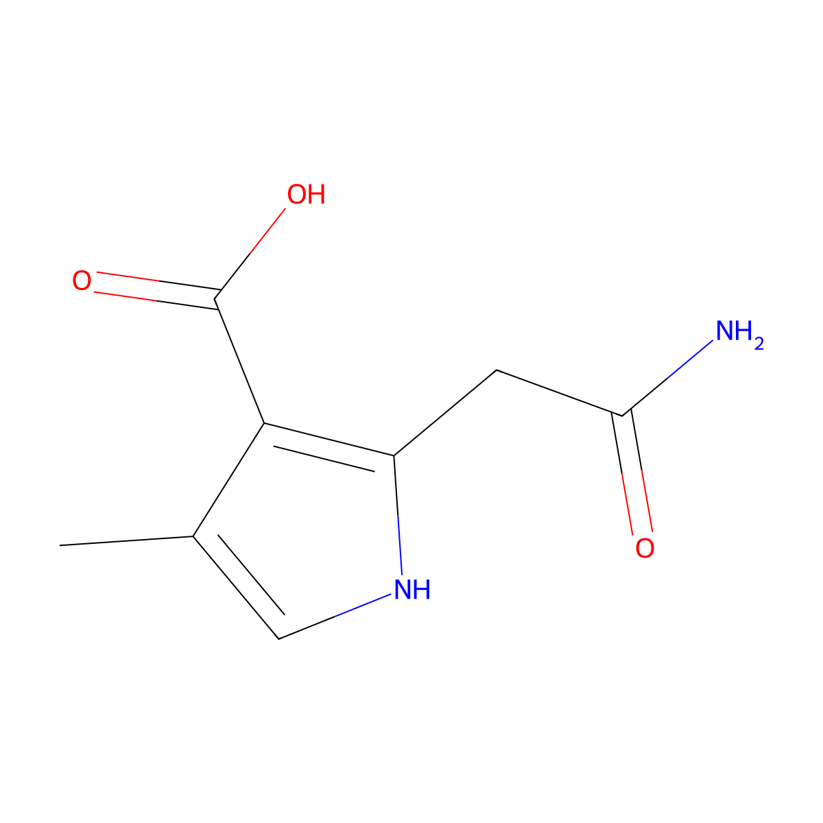 2-(carbamoylmethyl)-4-methyl-1H-pyrrole-3-carboxylic acid molecular structure, CAS 1909337-20-7