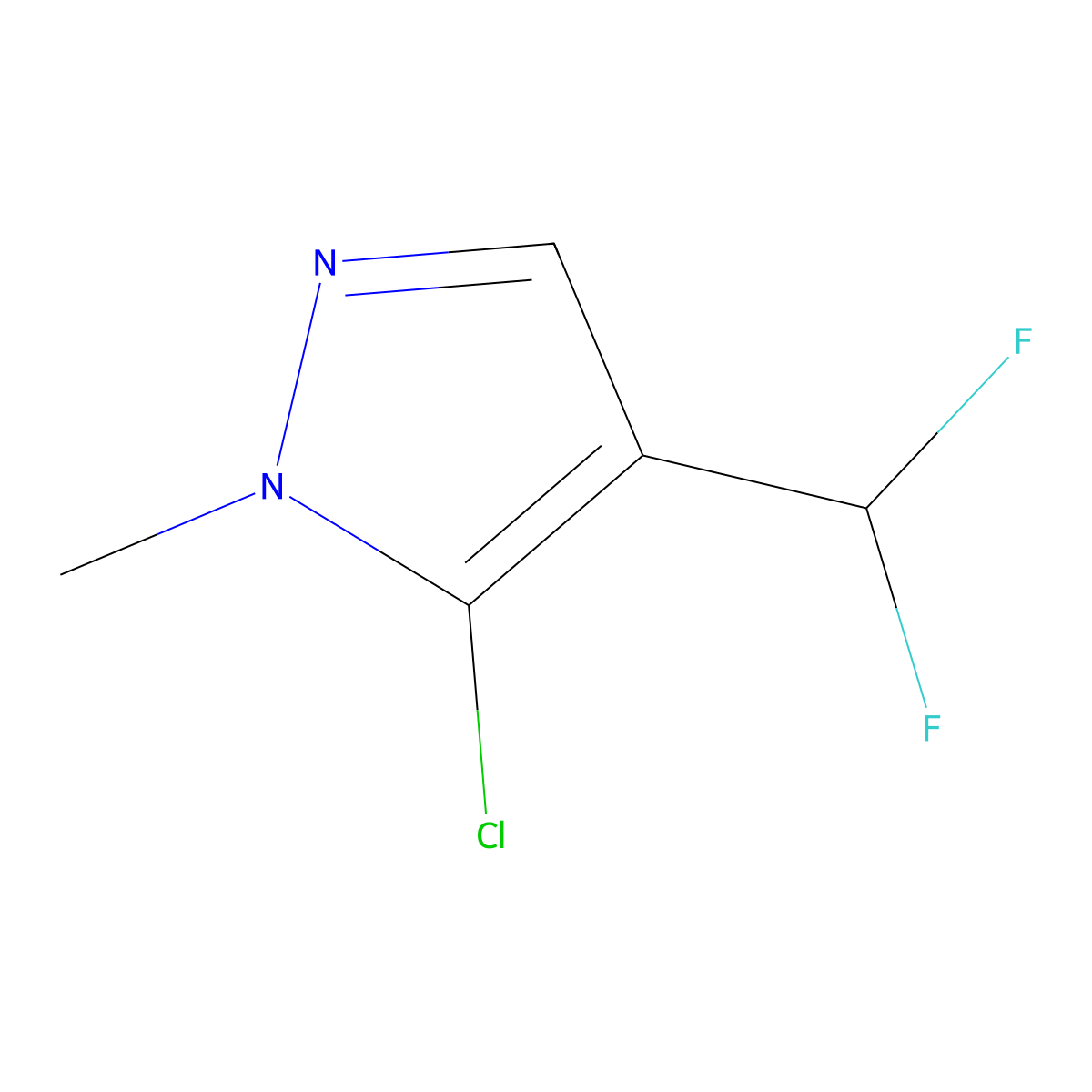 5-chloro-4-(difluoromethyl)-1-methyl-1H-pyrazole molecular structure, CAS 1909337-29-6