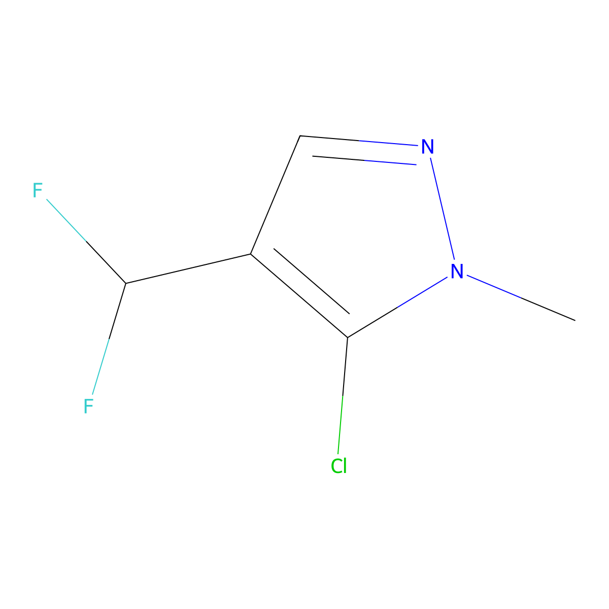 5-chloro-4-(difluoromethyl)-1-methyl-1H-pyrazole molecular structure, CAS 1909337-29-6