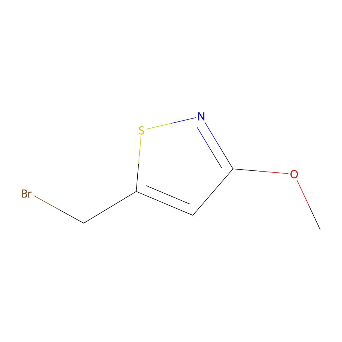 5-(Bromomethyl)-3-methoxy-1,2-thiazole molecular structure, CAS 1909337-30-9