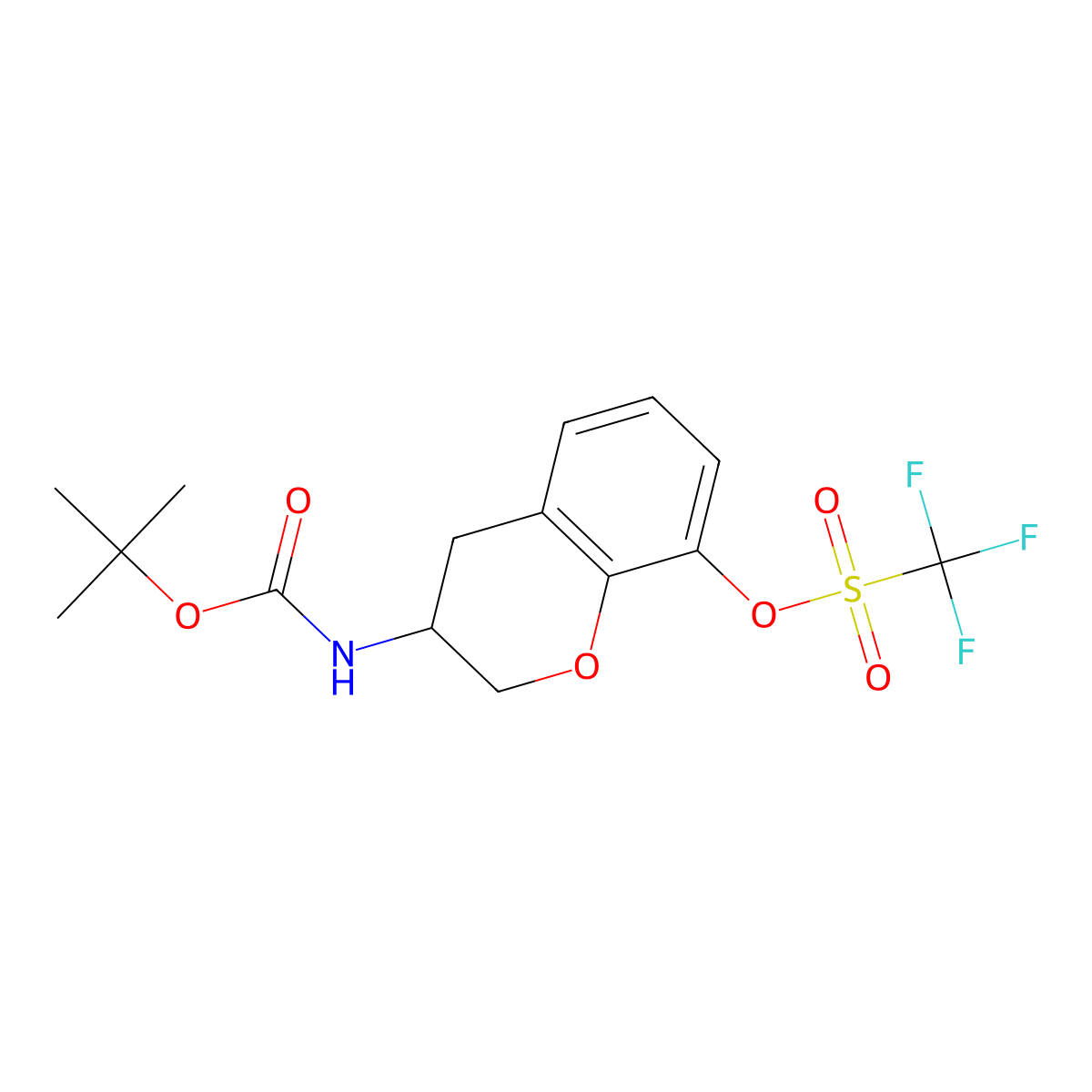 tert-butyl N-[8-(trifluoromethanesulfonyloxy)-3,4-dihydro-2H-1-benzopyran-3-yl]carbamate molecular structure, CAS 1909337-31-0
