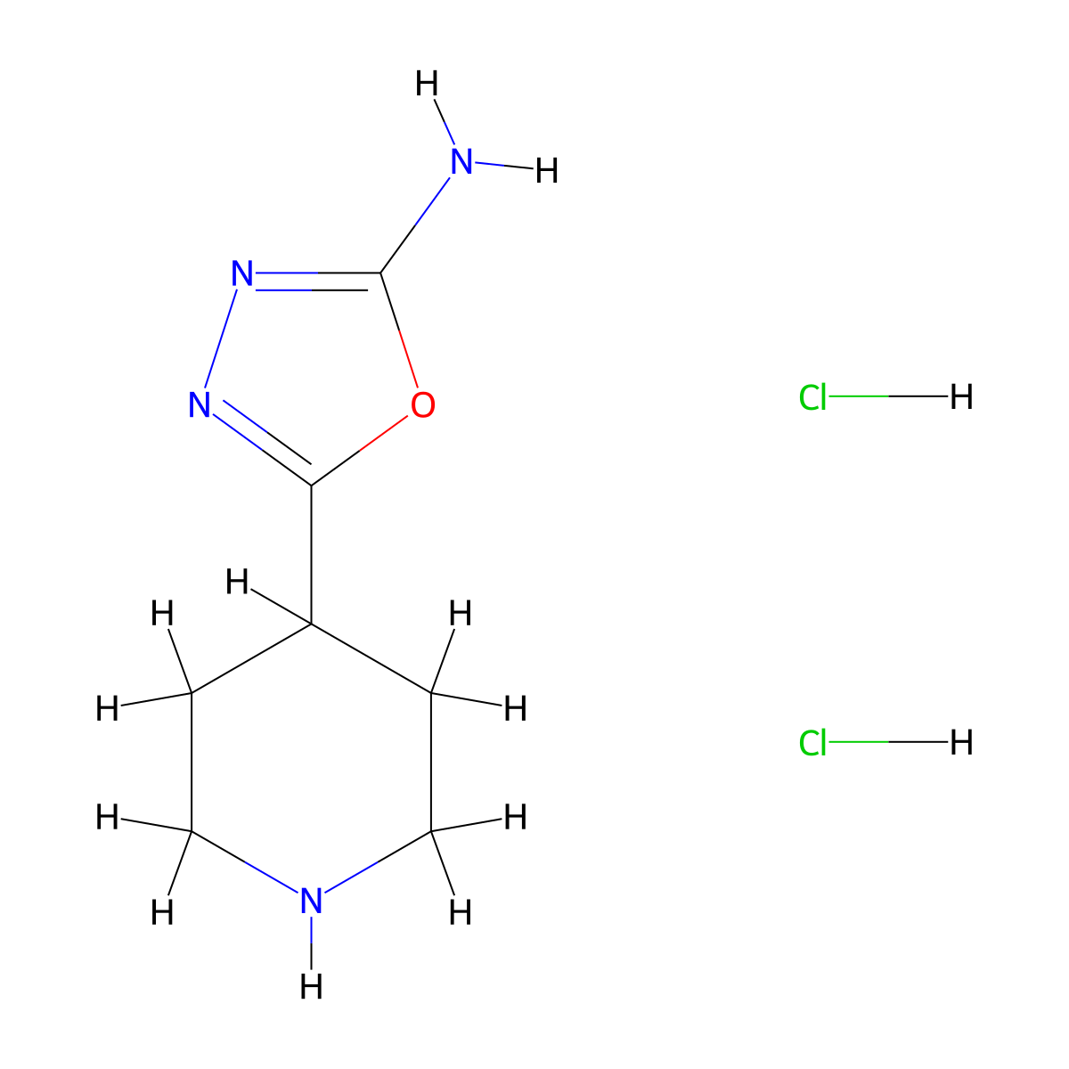 5-(Piperidin-4-yl)-1,3,4-oxadiazol-2-amine dihydrochloride molecular structure, CAS 1909337-36-5