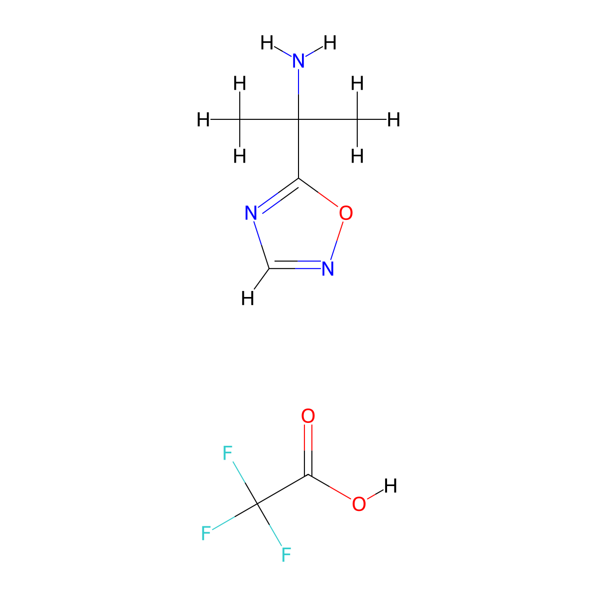 2-(1,2,4-Oxadiazol-5-yl)propan-2-amine; trifluoroacetic acid molecular structure, CAS 1909337-38-7