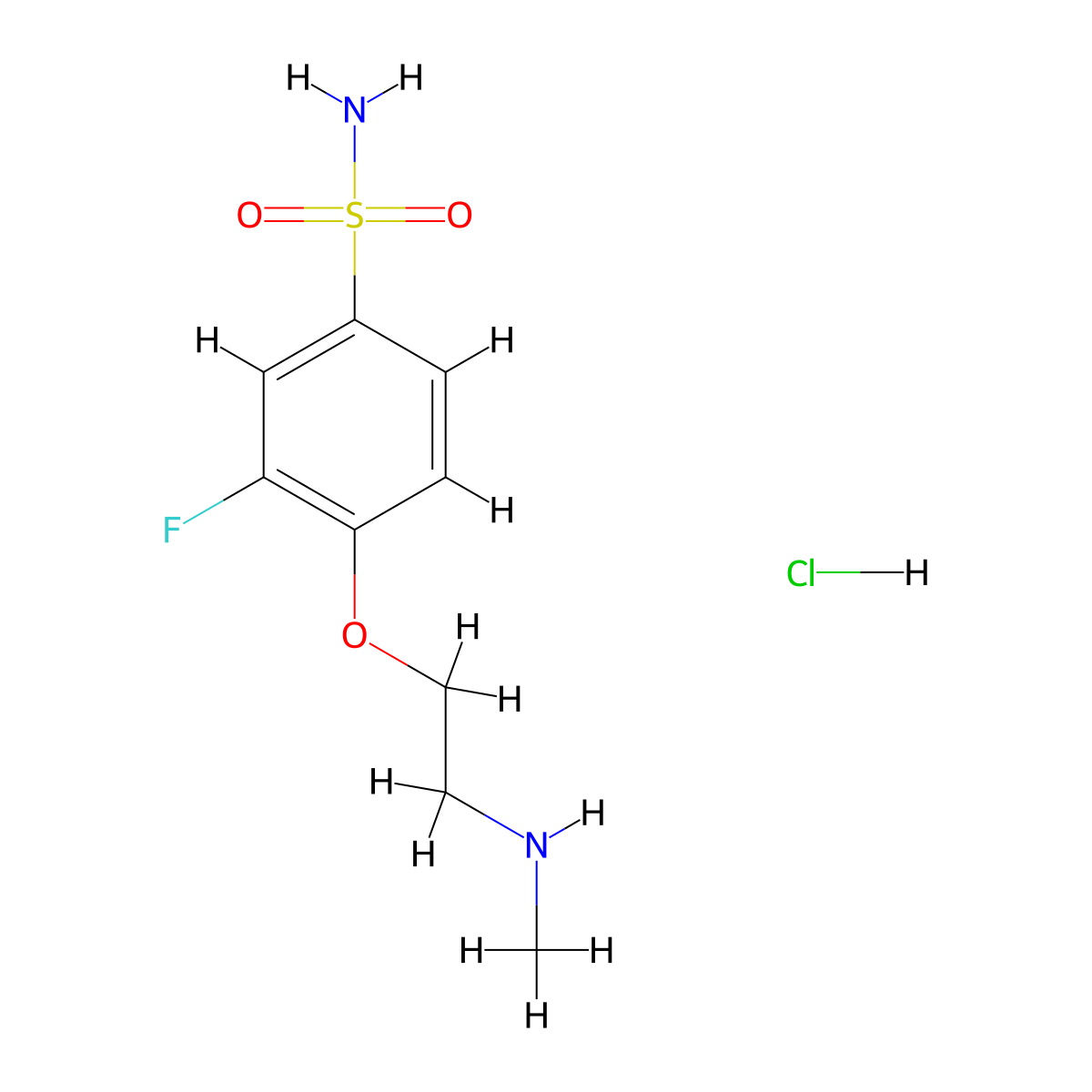3-Fluoro-4-[2-(methylamino)ethoxy]benzene-1-sulfonamide hydrochloride molecular structure, CAS 1909337-51-4