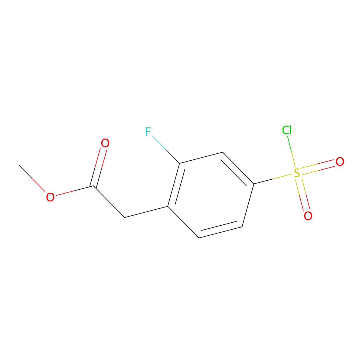 Methyl 2-[4-(chlorosulfonyl)-2-fluorophenyl]acetate molecular structure, CAS 1909337-52-5