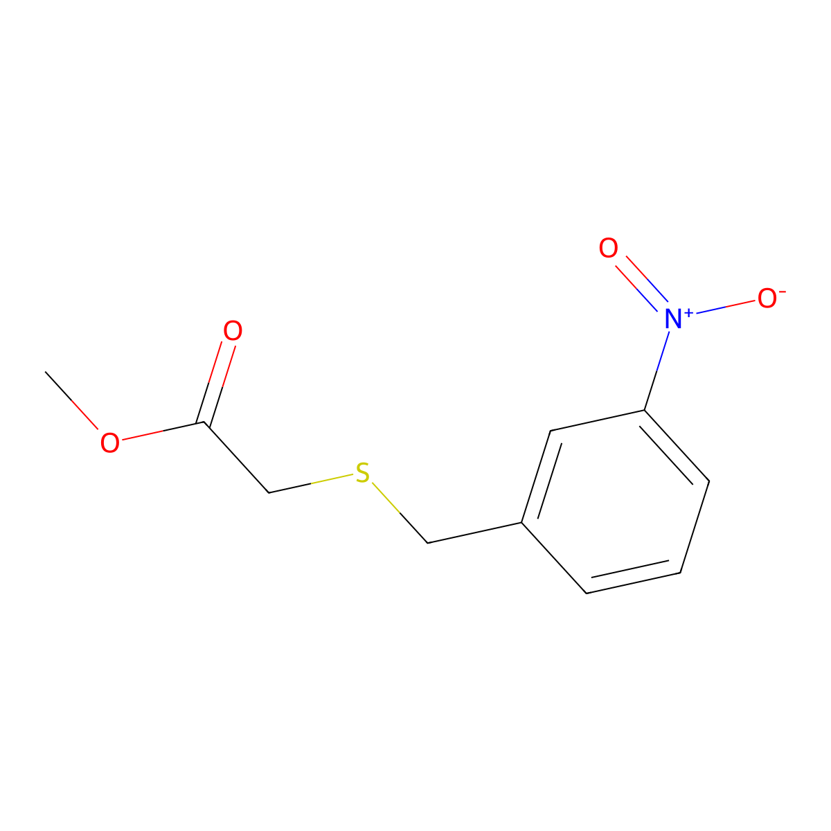 Methyl 2-{[(3-nitrophenyl)methyl]sulfanyl}acetate molecular structure, CAS 1909337-53-6