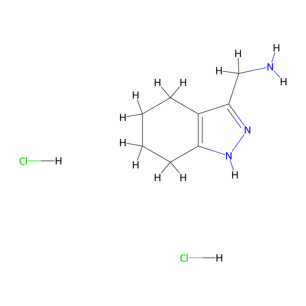 (4,5,6,7-tetrahydro-2H-indazol-3-yl)methanamine dihydrochloride molecular structure, CAS 1909337-58-1