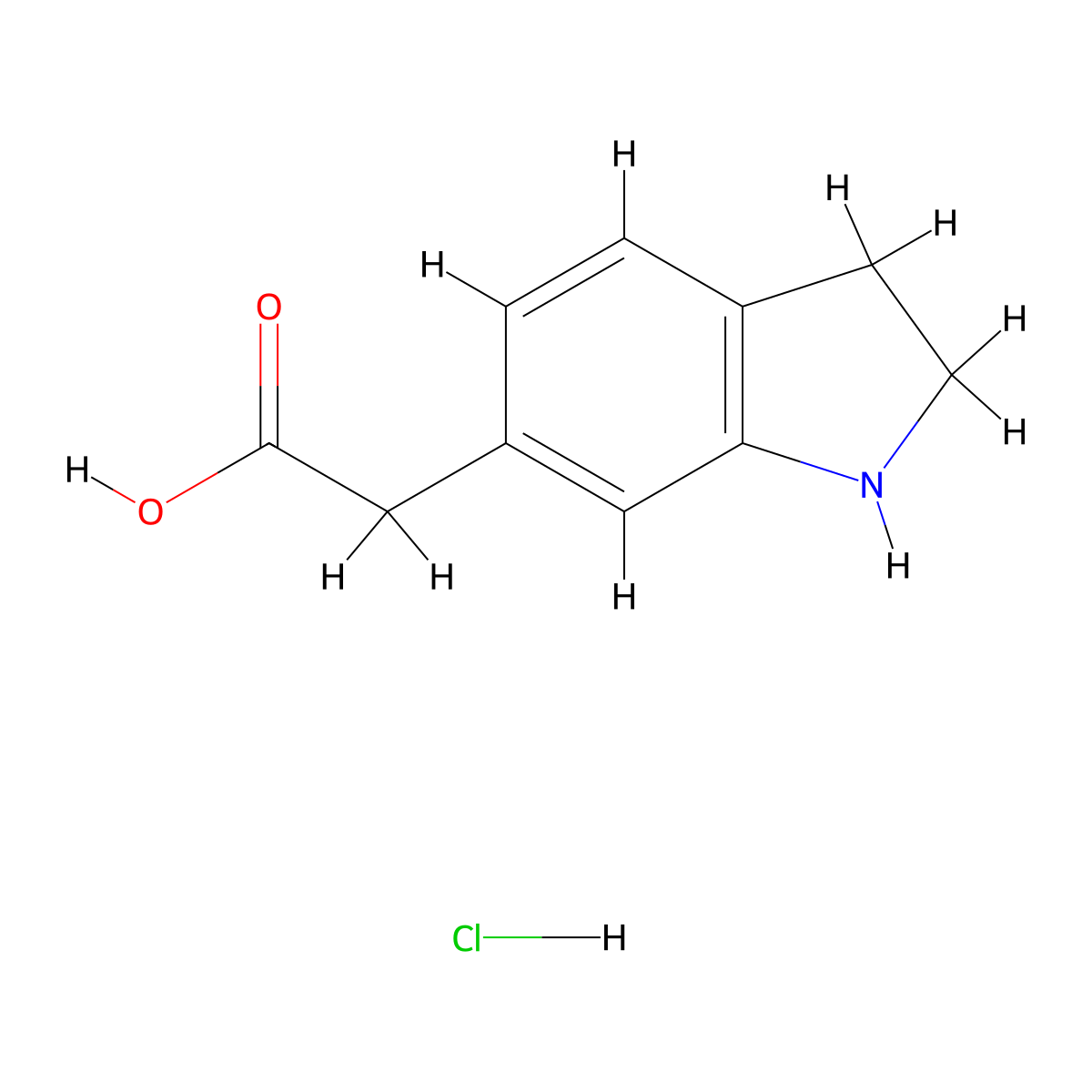 2-(2,3-dihydro-1H-indol-6-yl)acetic acid hydrochloride molecular structure, CAS 1909337-60-5
