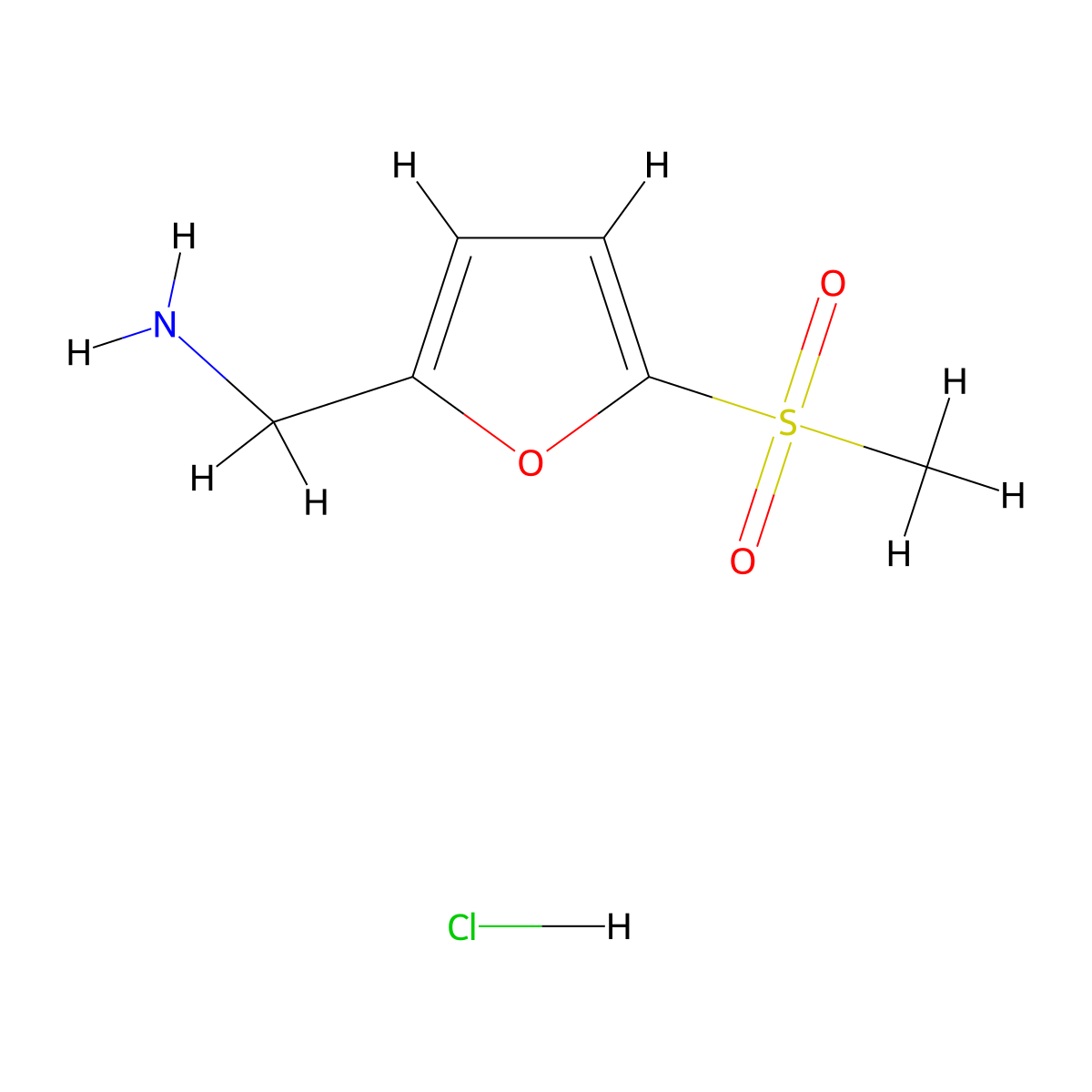 (5-Methanesulfonylfuran-2-yl)methanamine hydrochloride molecular structure, CAS 1909337-67-2