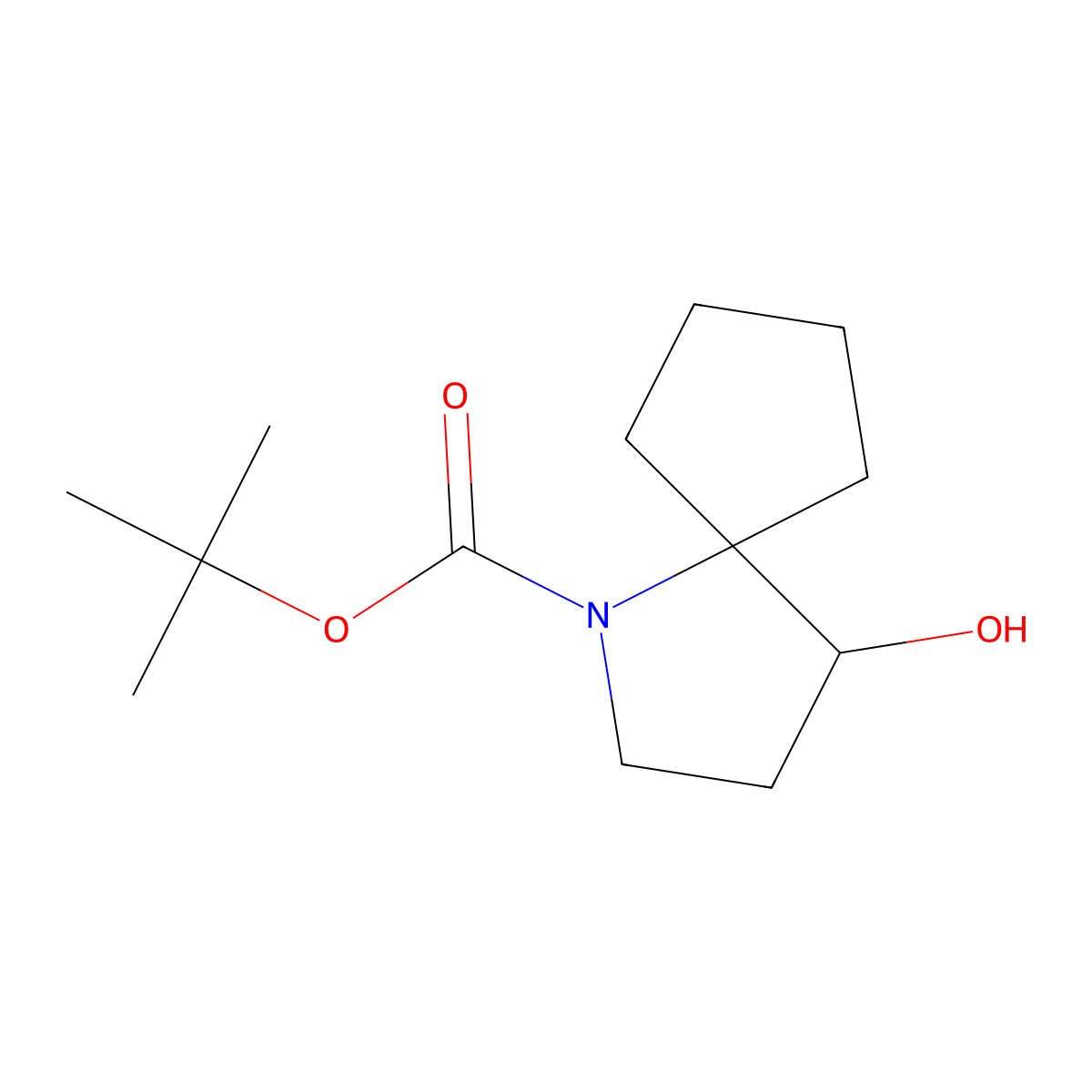 Tert-butyl 4-hydroxy-1-azaspiro(4.4)nonane-1-carboxylate molecular structure, CAS 1909337-72-9