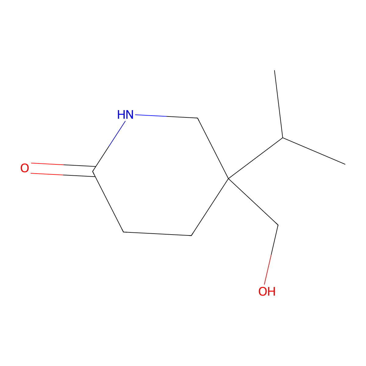 5-(Hydroxymethyl)-5-(propan-2-yl)piperidin-2-one molecular structure, CAS 1909337-78-5