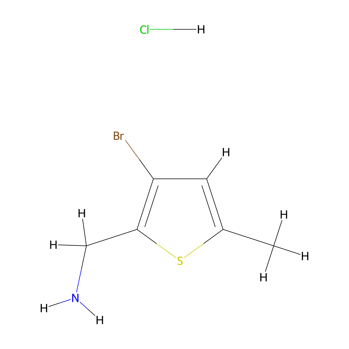 (3-Bromo-5-methylthiophen-2-yl)methanamine hydrochloride molecular structure, CAS 1909337-80-9