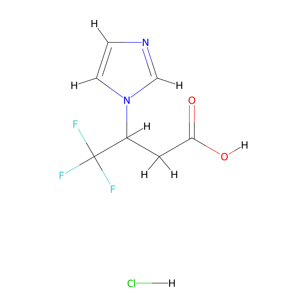 4,4,4-trifluoro-3-(1H-imidazol-1-yl)butanoic acid hydrochloride molecular structure, CAS 1909337-87-6