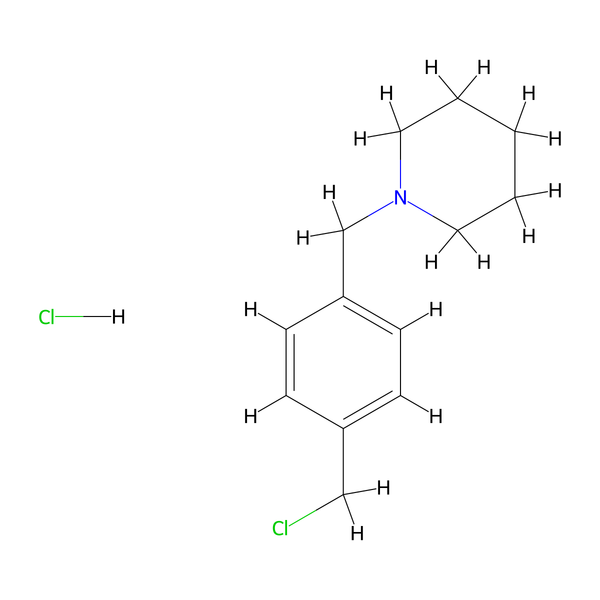 1-{[4-(Chloromethyl)phenyl]methyl}piperidine hydrochloride molecular structure, CAS 1909337-89-8