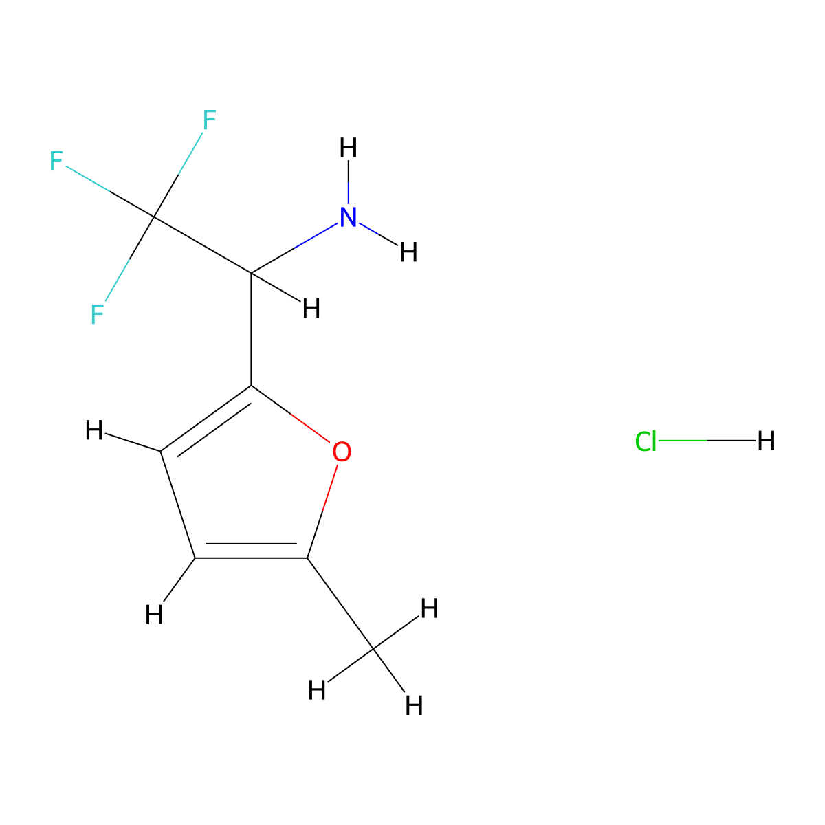 2,2,2-Trifluoro-1-(5-methylfuran-2-yl)ethan-1-amine hydrochloride molecular structure, CAS 1909337-90-1