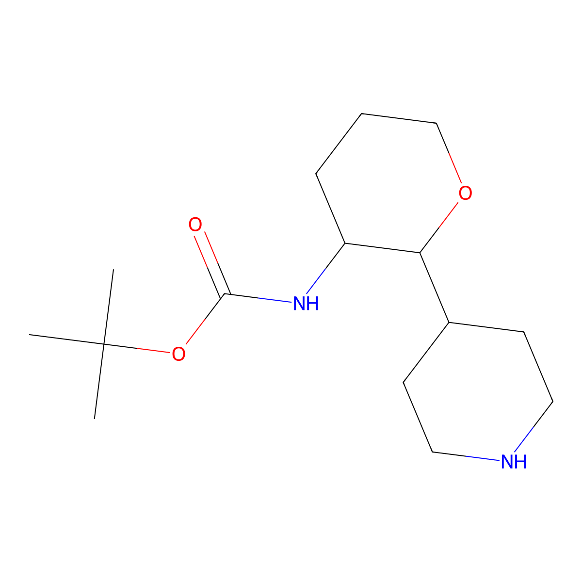 tert-butyl N-[2-(piperidin-4-yl)oxan-3-yl]carbamate molecular structure, CAS 1909347-61-0
