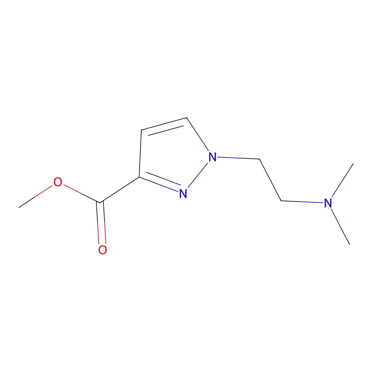 Methyl 1-[2-(dimethylamino)ethyl]-1H-pyrazole-3-carboxylate molecular structure, CAS 1909347-68-7