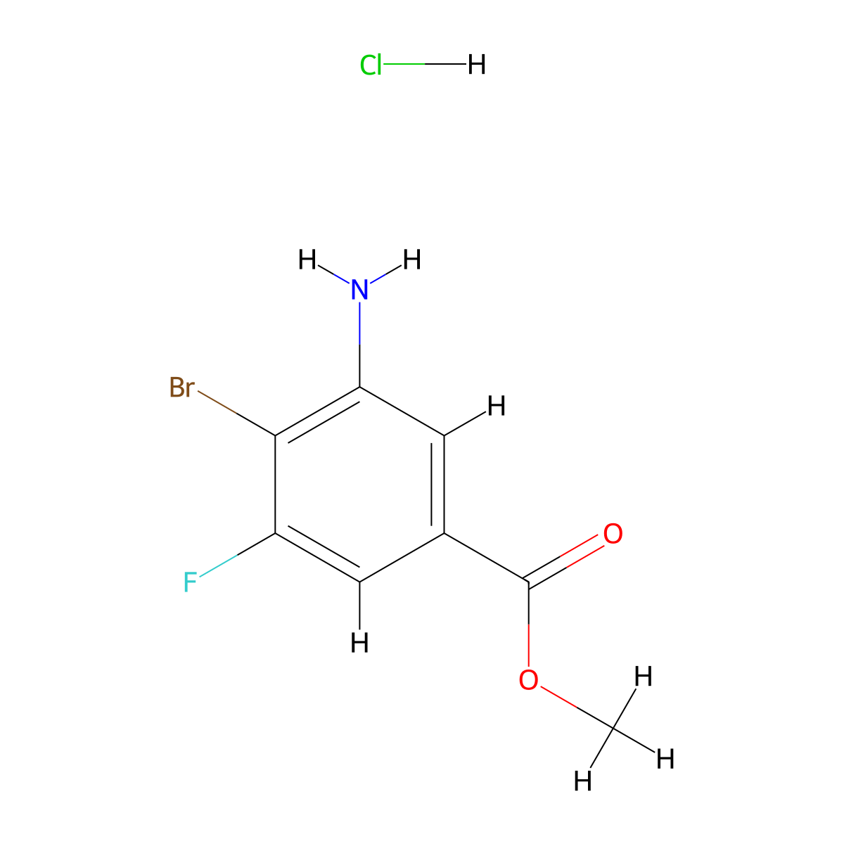 Methyl 3-amino-4-bromo-5-fluorobenzoate hydrochloride molecular structure, CAS 1909347-78-9