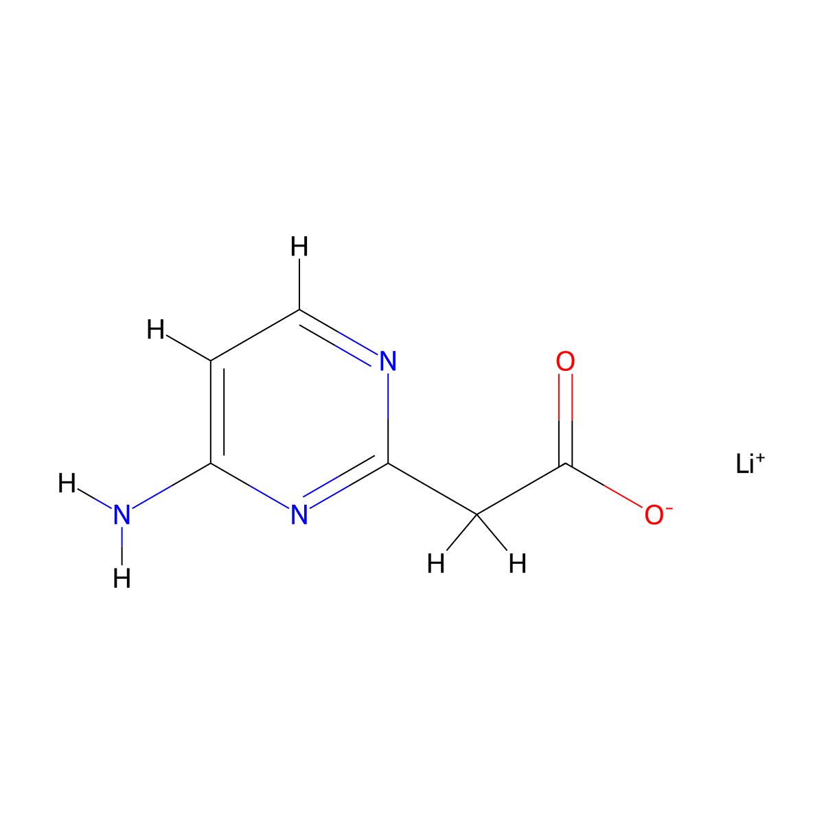 Lithium 2-(4-aminopyrimidin-2-yl)acetate molecular structure, CAS 1909347-95-0