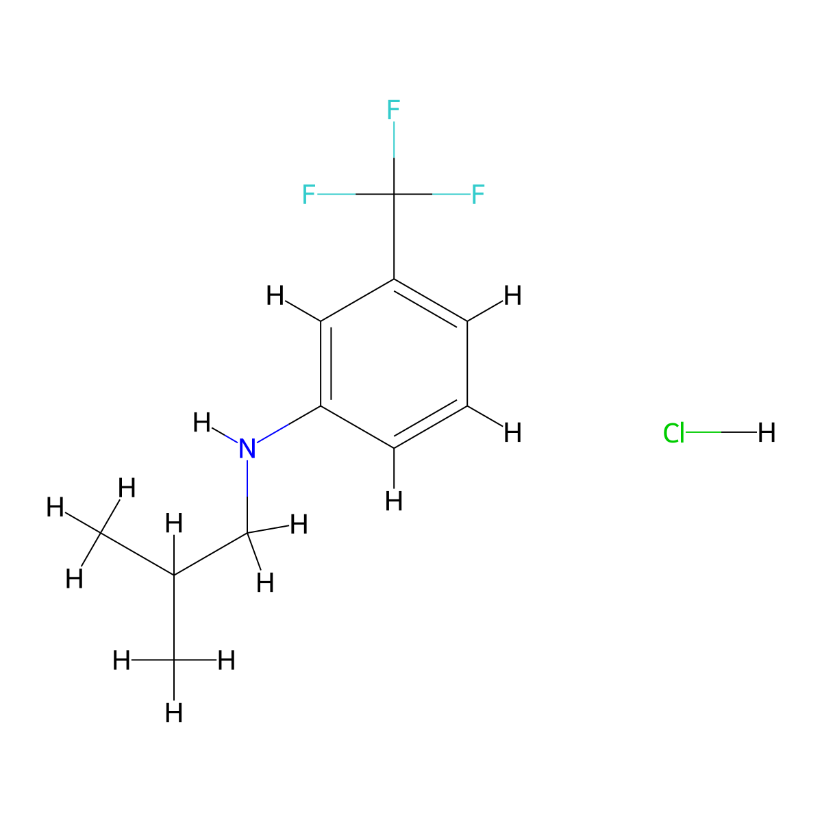 N-(2-methylpropyl)-3-(trifluoromethyl)aniline hydrochloride molecular structure, CAS 1909347-96-1