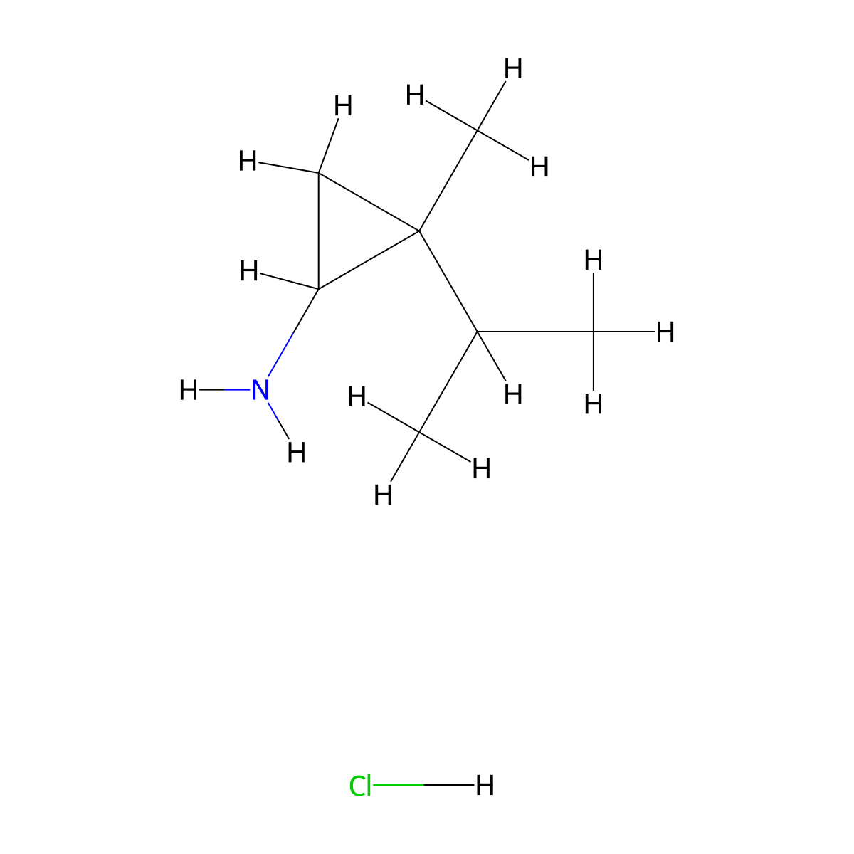 2-Methyl-2-(propan-2-yl)cyclopropan-1-amine hydrochloride molecular structure, CAS 1909348-02-2