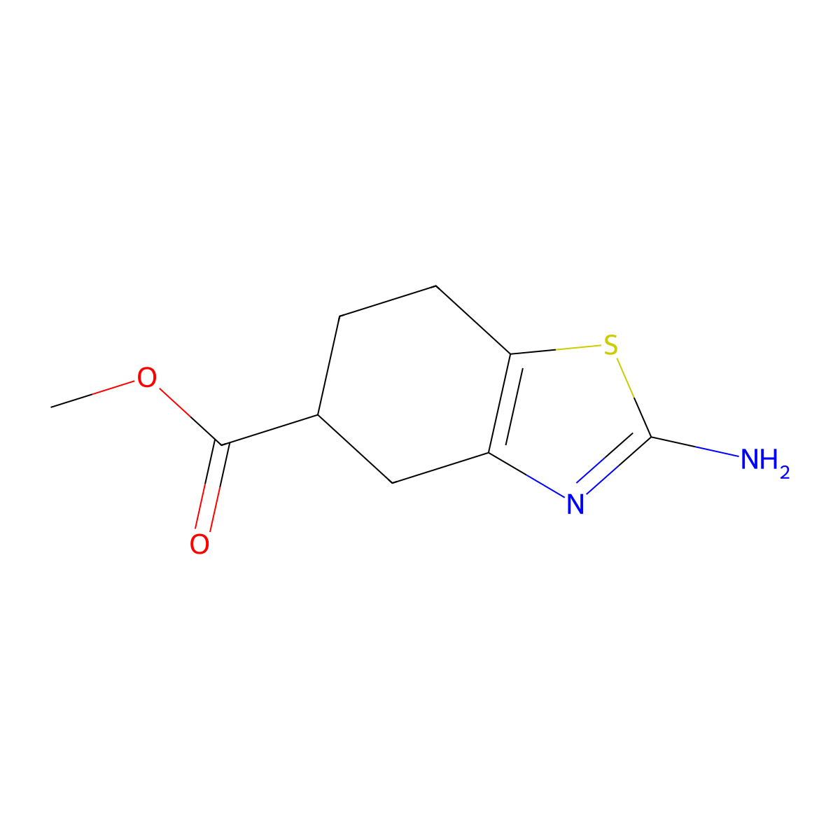 Methyl 2-amino-4,5,6,7-tetrahydro-1,3-benzothiazole-5-carboxylate molecular structure, CAS 1909348-03-3