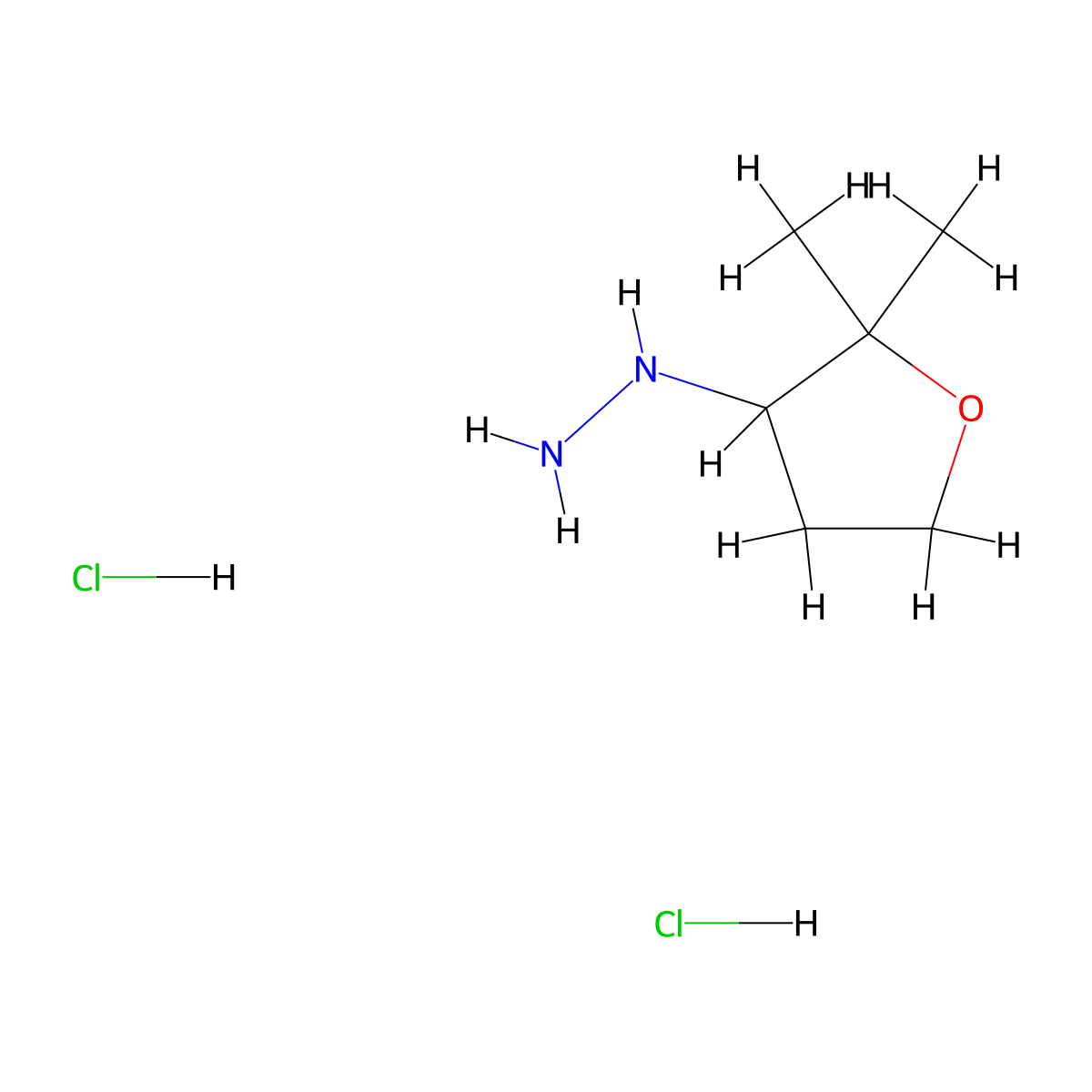 (2,2-Dimethyloxolan-3-yl)hydrazine dihydrochloride molecular structure, CAS 1909348-04-4