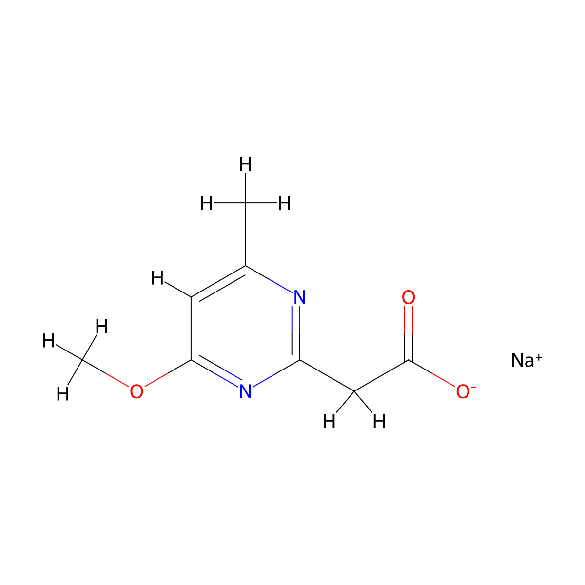 Sodium 2-(4-methoxy-6-methylpyrimidin-2-yl)acetate molecular structure, CAS 1909348-08-8