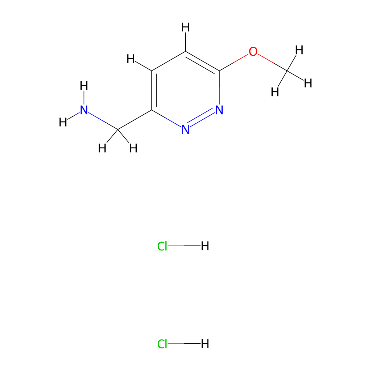 (6-Methoxypyridazin-3-yl)methanamine dihydrochloride molecular structure, CAS 1909348-19-1