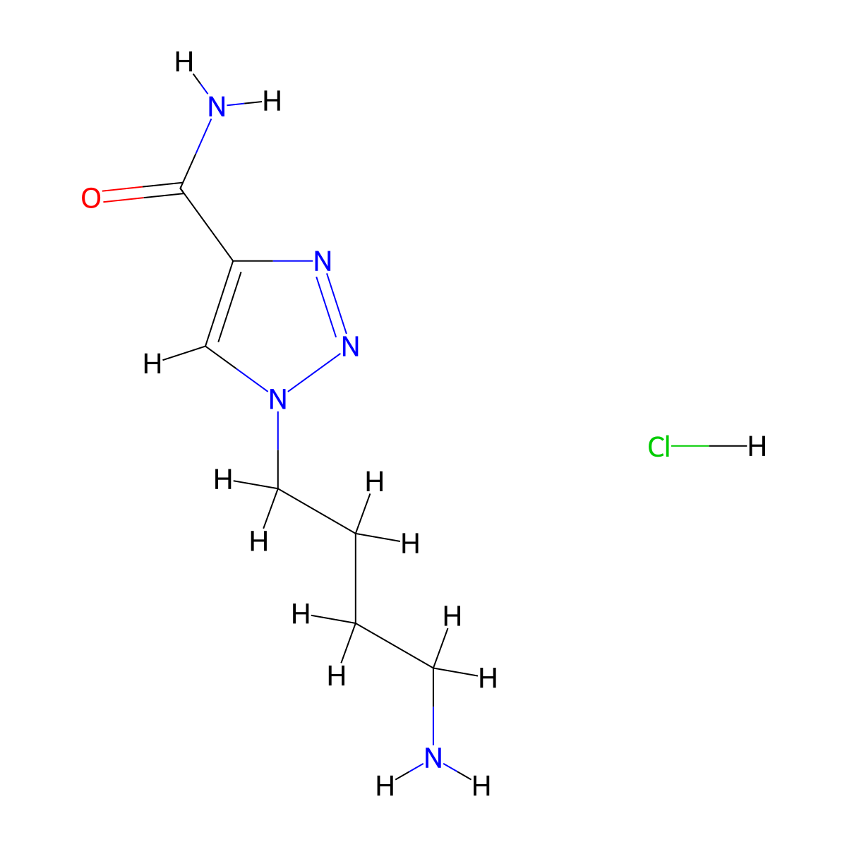 1-(4-aminobutyl)-1H-1,2,3-triazole-4-carboxamide hydrochloride molecular structure, CAS 1909348-22-6