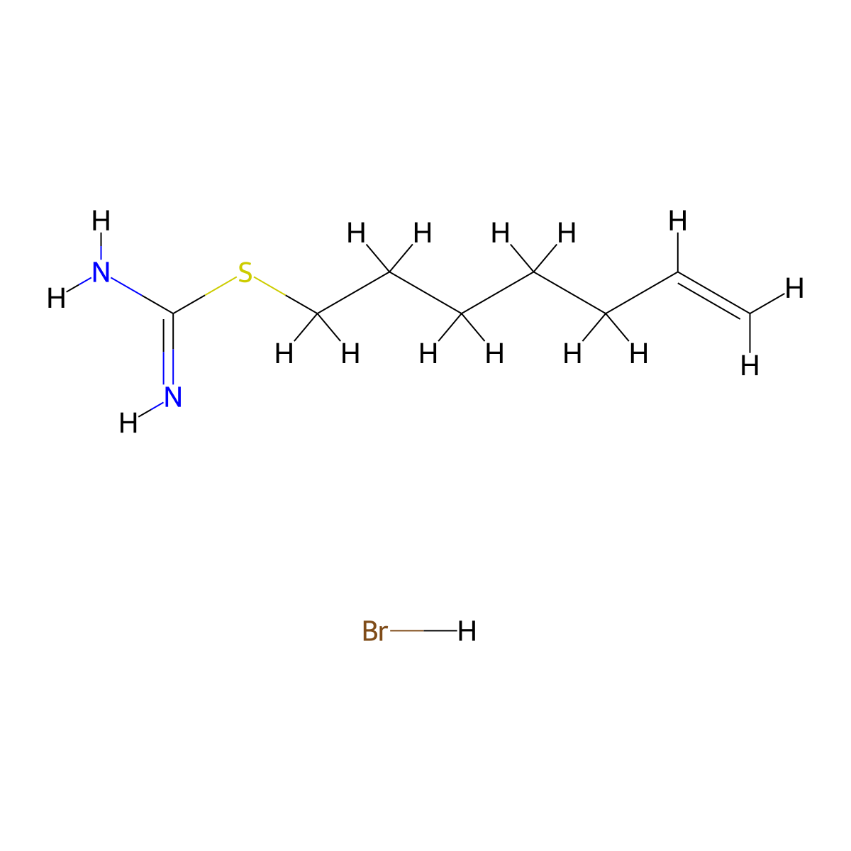 (Hept-6-en-1-ylsulfanyl)methanimidamide hydrobromide molecular structure, CAS 1909348-23-7
