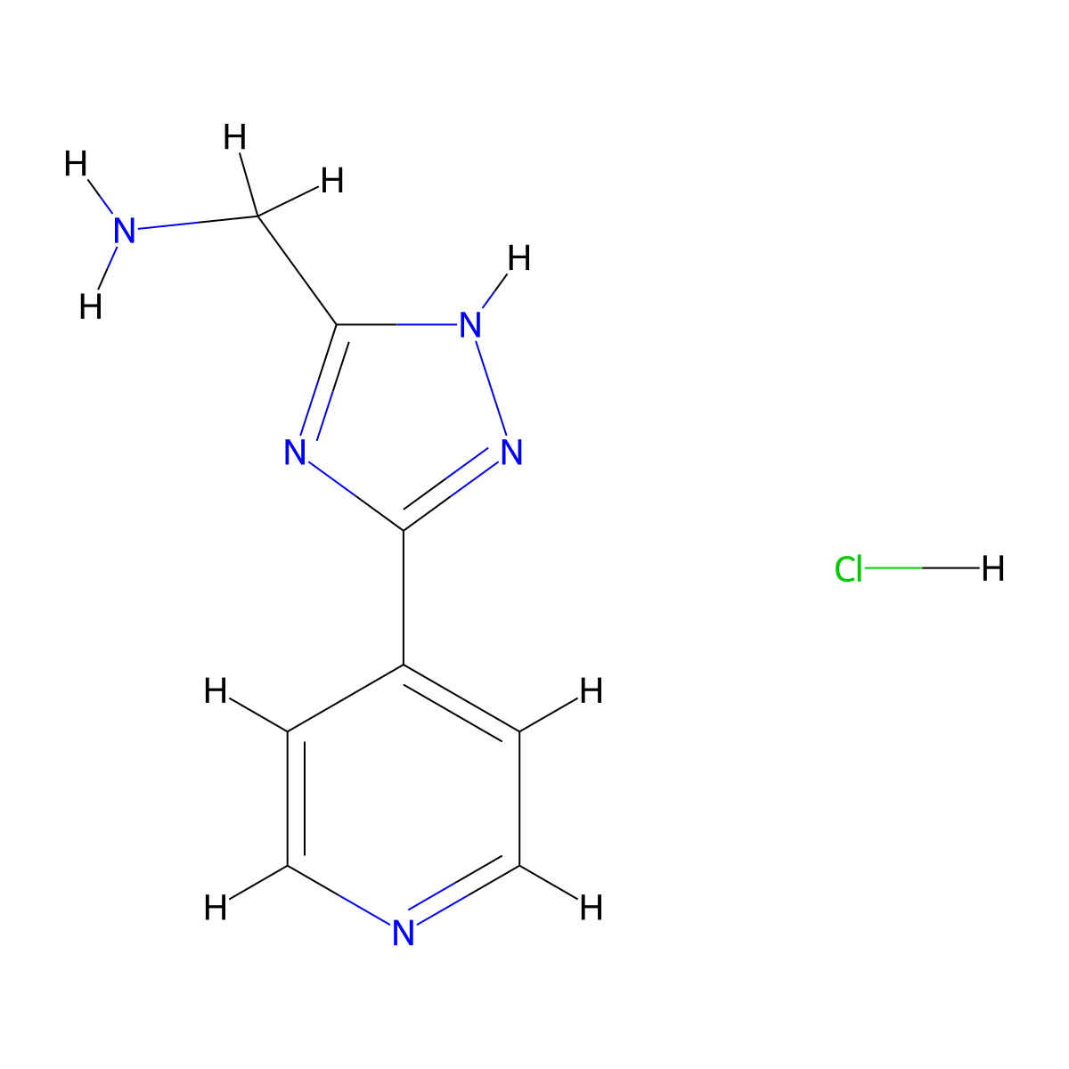 (5-(pyridin-4-yl)-4H-1,2,4-triazol-3-yl)methanamine hydrochloride molecular structure, CAS 1909348-25-9