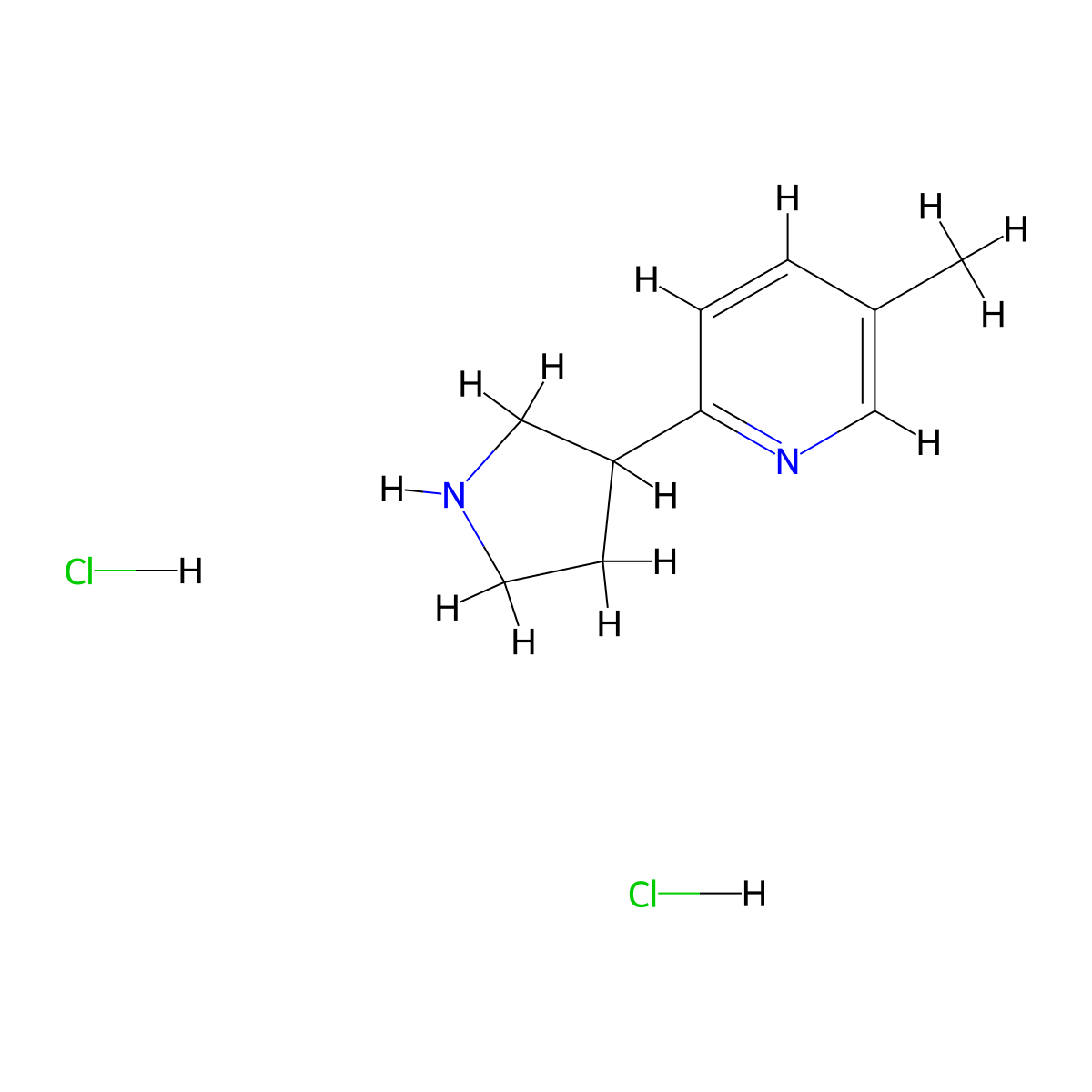 5-Methyl-2-(pyrrolidin-3-yl)pyridine dihydrochloride molecular structure, CAS 1909348-27-1