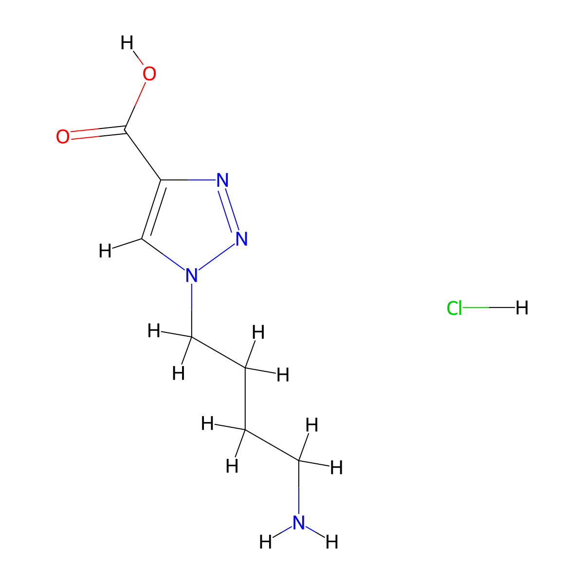 1-(4-aminobutyl)-1H-1,2,3-triazole-4-carboxylic acid hydrochloride molecular structure, CAS 1909348-31-7