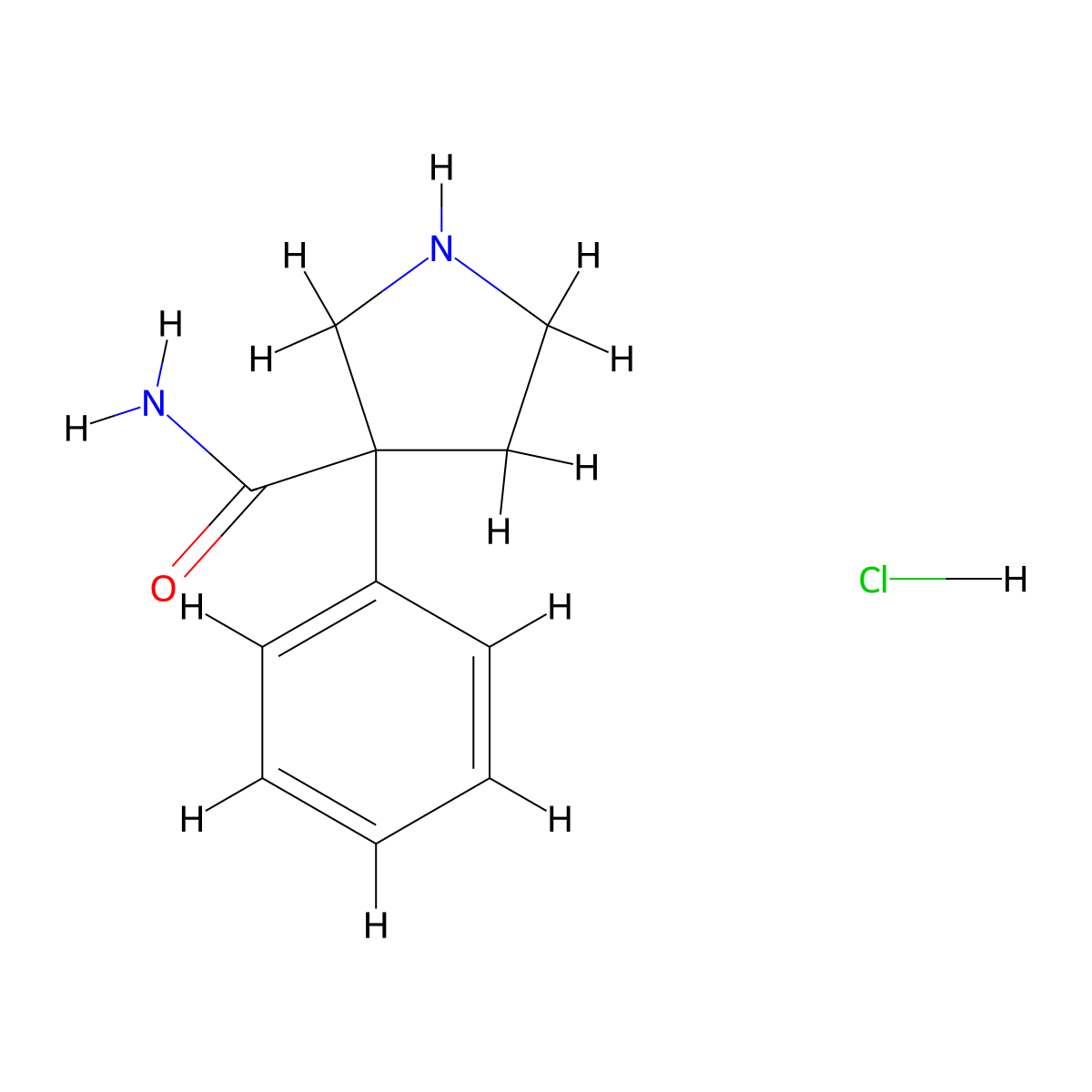 3-Phenylpyrrolidine-3-carboxamide hydrochloride molecular structure, CAS 1909348-35-1