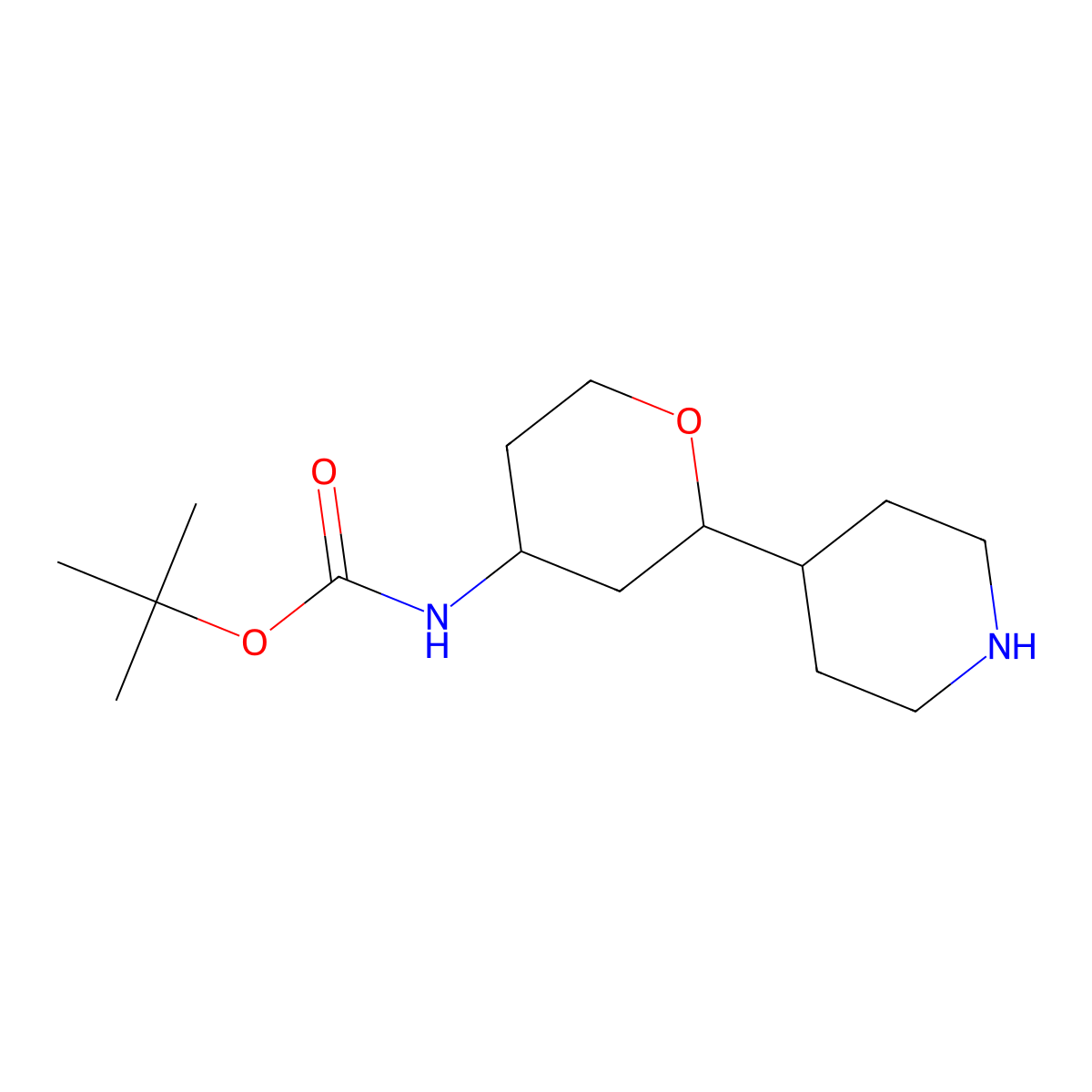 tert-butyl N-[2-(piperidin-4-yl)oxan-4-yl]carbamate molecular structure, CAS 1909348-40-8