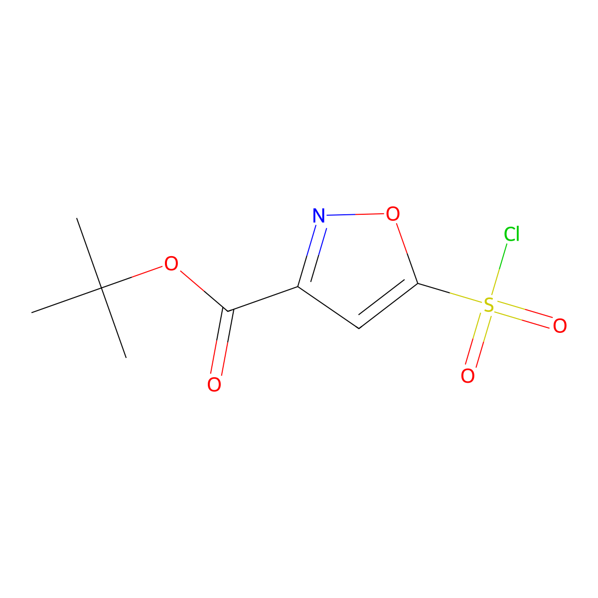 Tert-butyl 5-(chlorosulfonyl)-1,2-oxazole-3-carboxylate molecular structure, CAS 1909348-50-0