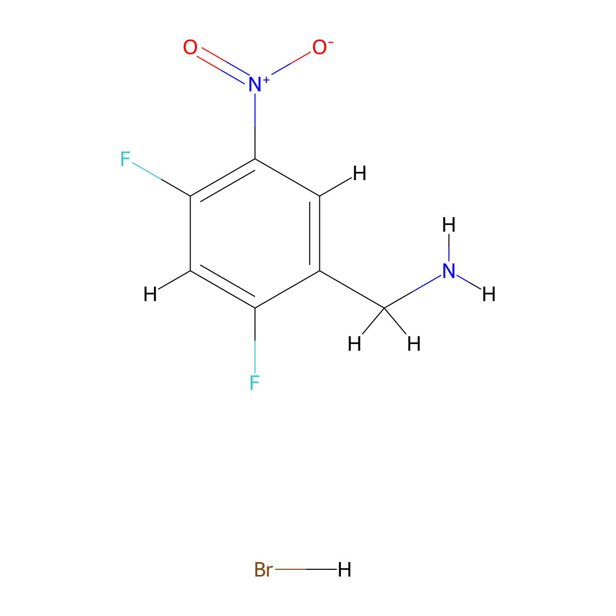 (2,4-Difluoro-5-nitrophenyl)methanamine hydrobromide molecular structure, CAS 1909348-56-6