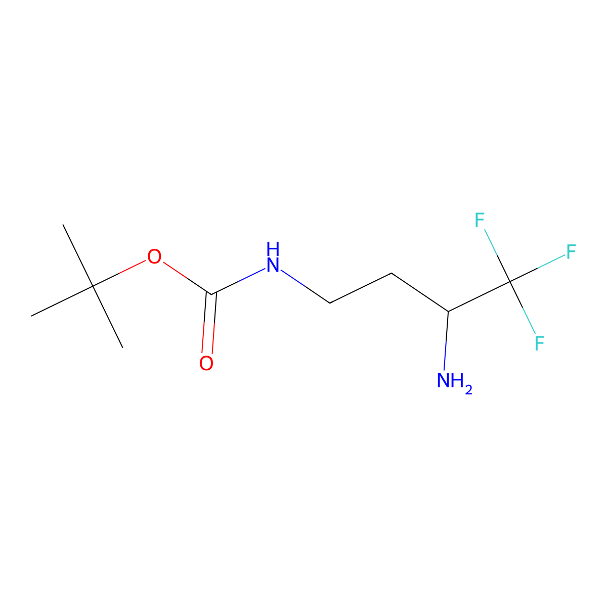 tert-butyl N-(3-amino-4,4,4-trifluorobutyl)carbamate molecular structure, CAS 1909348-60-2