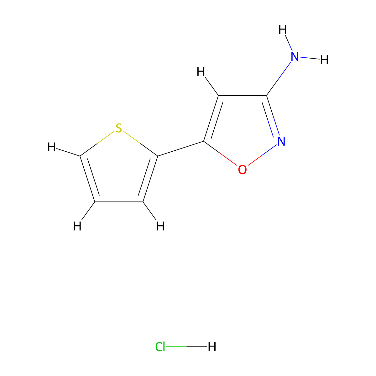5-(Thiophen-2-yl)-1,2-oxazol-3-amine hydrochloride molecular structure, CAS 1909348-61-3