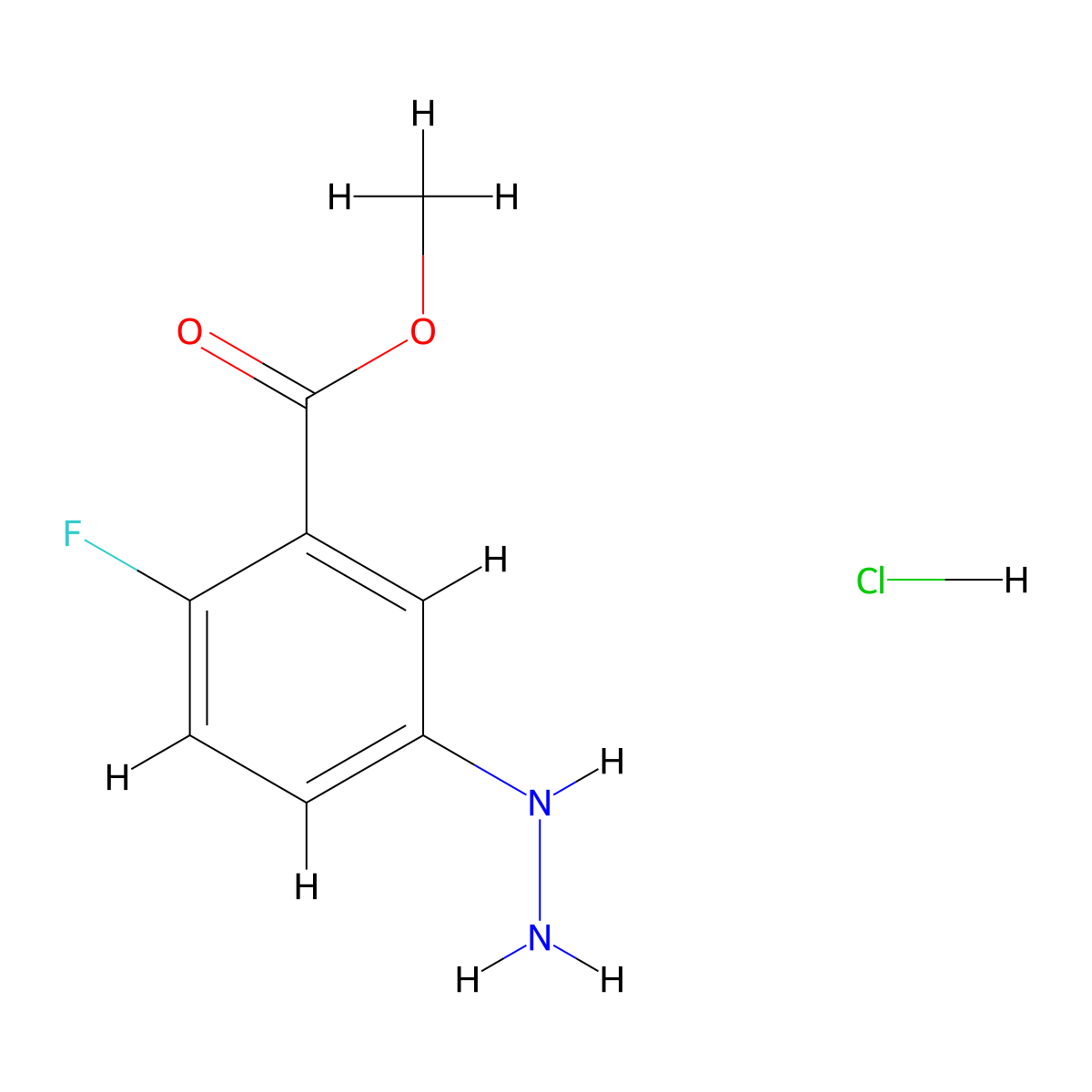 Methyl 2-fluoro-5-hydrazinylbenzoate hydrochloride molecular structure, CAS 1909348-66-8