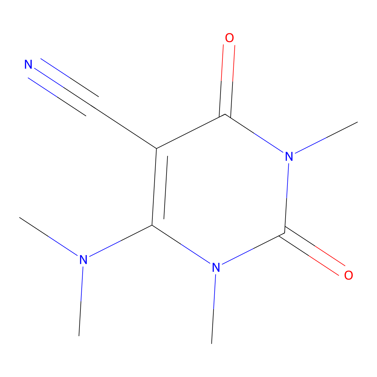 6-(Dimethylamino)-1,3-dimethyl-2,4-dioxo-1,2,3,4-tetrahydropyrimidine-5-carbonitrile molecular structure, CAS 1909348-67-9