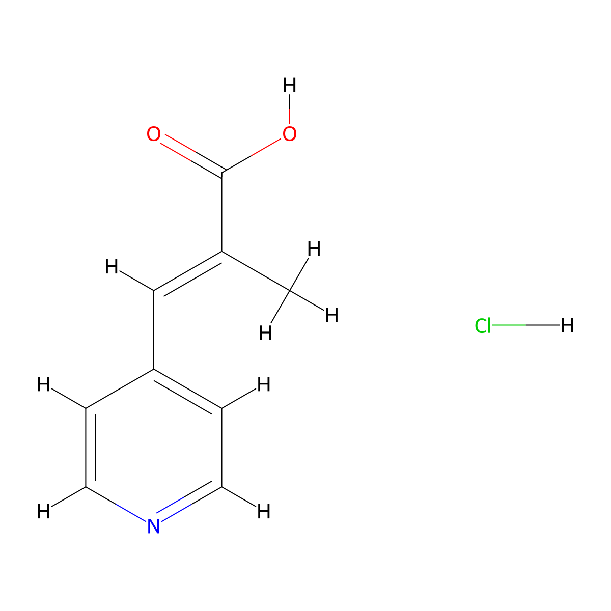 2-Methyl-3-(pyridin-4-yl)prop-2-enoic acid hydrochloride molecular structure, CAS 1909358-80-0