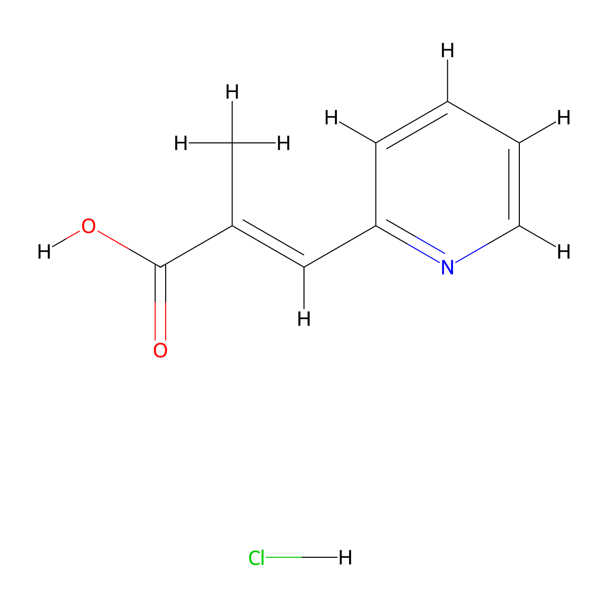 2-Methyl-3-(pyridin-2-yl)prop-2-enoic acid hydrochloride molecular structure, CAS 1909358-81-1