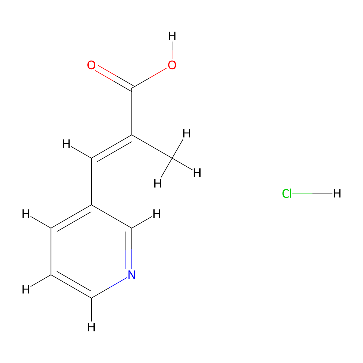 2-Methyl-3-(pyridin-3-yl)prop-2-enoic acid hydrochloride molecular structure, CAS 1909358-89-9