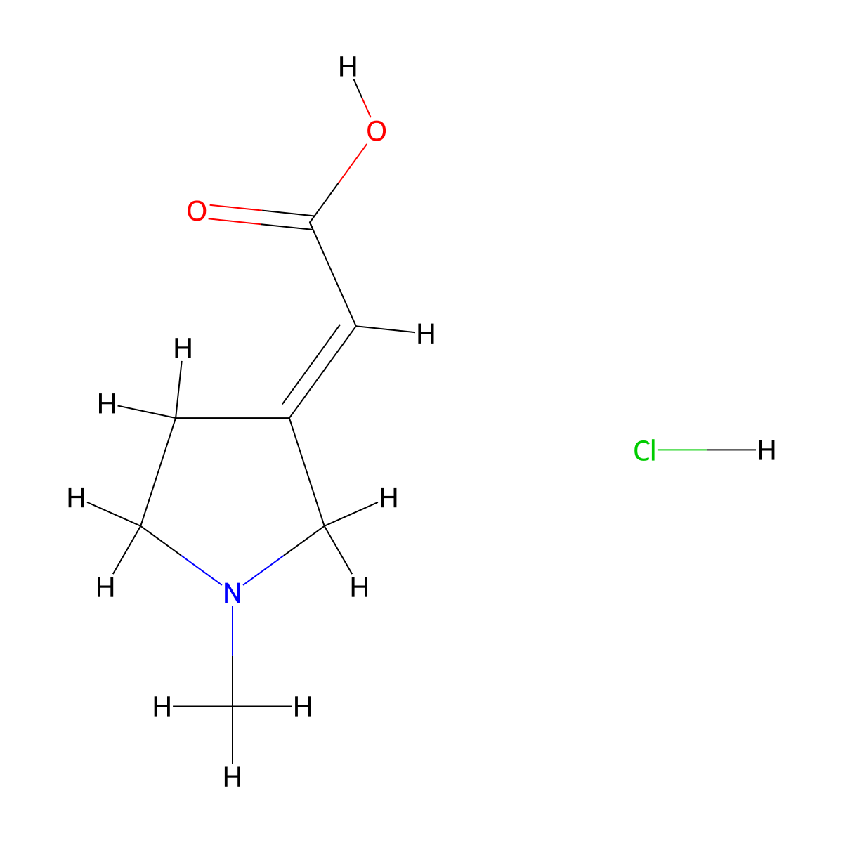 2-(1-Methylpyrrolidin-3-ylidene)acetic acid hydrochloride molecular structure, CAS 1909358-90-2